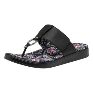 Alegria Womens Moxi Vegan Leather Thong Sandal - Enchanting Black